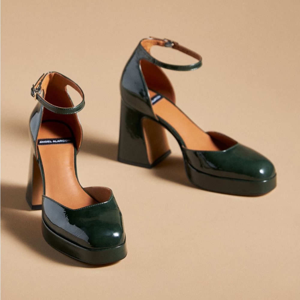 Elegant Green Patent Leather Mary Jane Heels